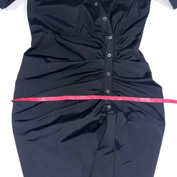 SOLD 💕Veronica Beard Atia Black Ruched Cotton Button Front Dress Size 8 - Picture 12 of 13